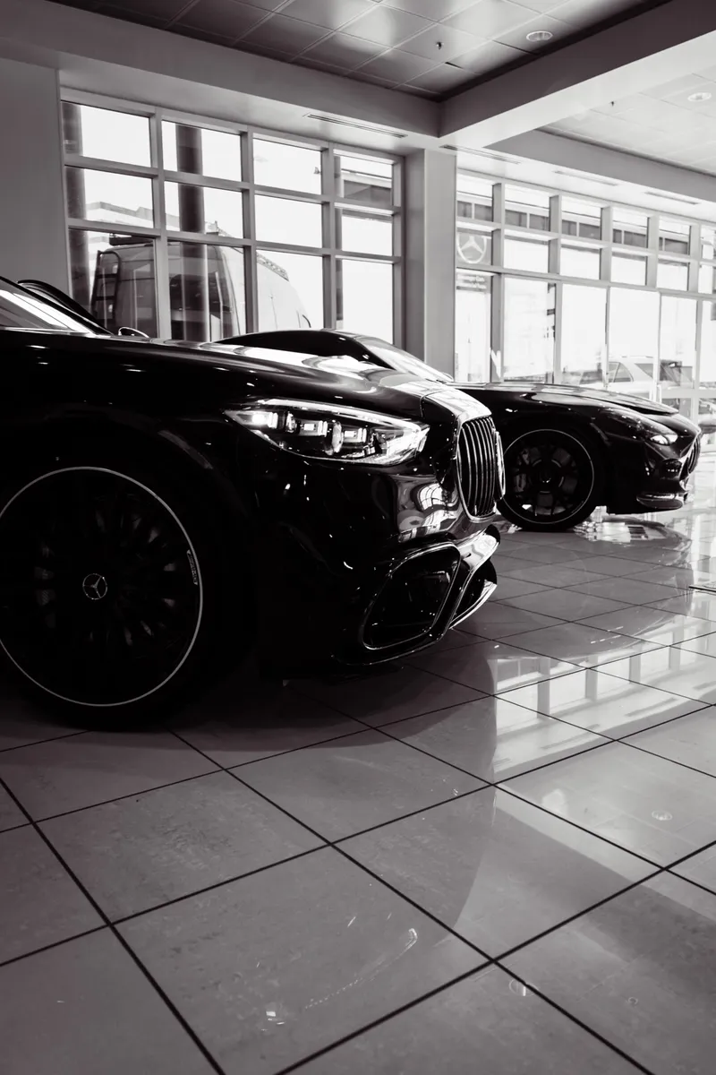 Mercedes-Benz showroom lineup photographed for BTA premium automotive work